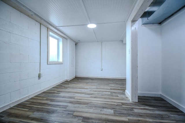 basement featuring hardwood / wood-style flooring