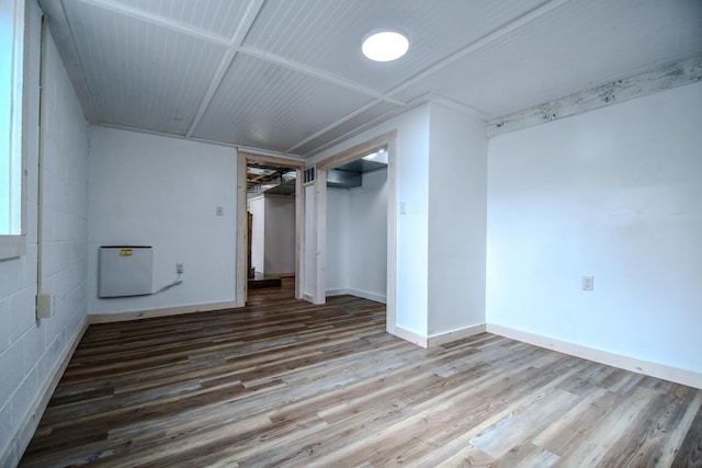 basement featuring hardwood / wood-style flooring