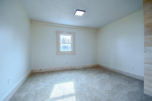 empty room featuring light carpet and a textured ceiling