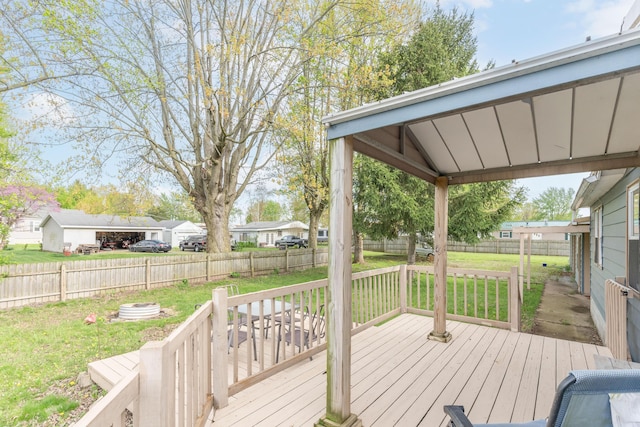 wooden deck featuring a yard and a fenced backyard