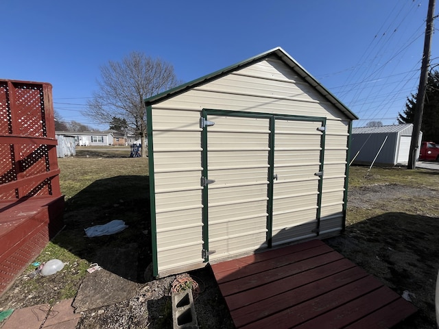 view of shed