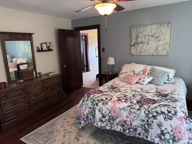 607 W S St, Saint Marys, OH 45885 - bedroom with dark wood-type flooring and ceiling fan