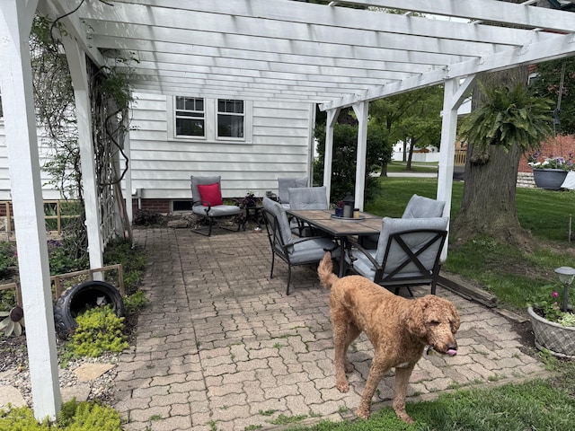 607 W S St, Saint Marys, OH 45885 - view of patio / terrace featuring outdoor dining area and a pergola
