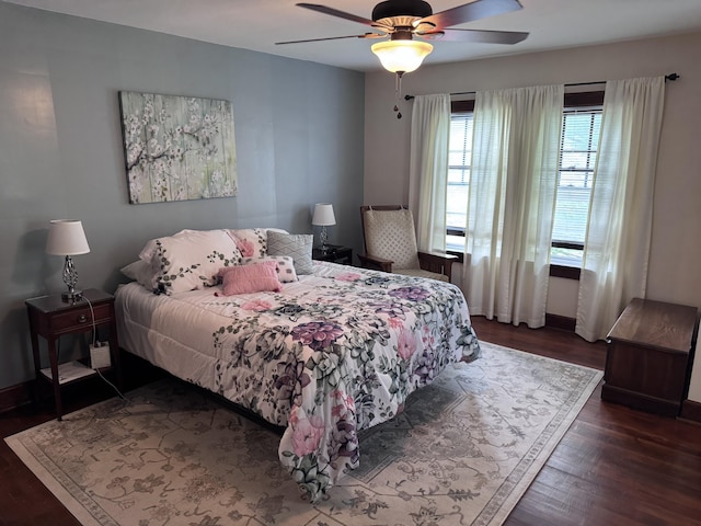 607 W S St, Saint Marys, OH 45885 - bedroom with wood finished floors, a ceiling fan, and baseboards