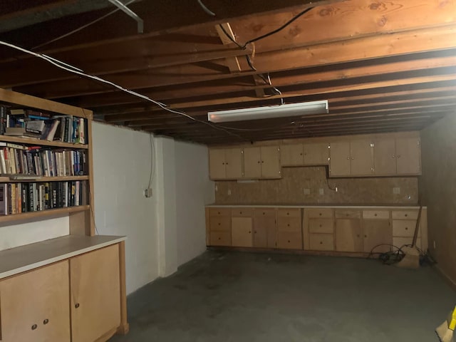 view of unfinished basement