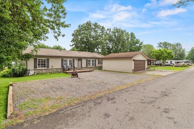 11372 Powhatan Path, Lakeview, OH 43331 - single story home featuring an outdoor structure and stone siding