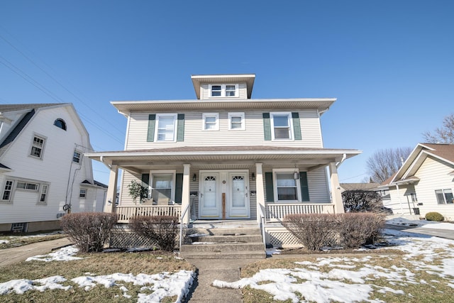 front facade with a porch