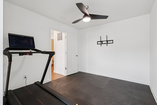 8202 Cherry Birch Dr, Tipp City, OH 45371 - workout room with ceiling fan and baseboards