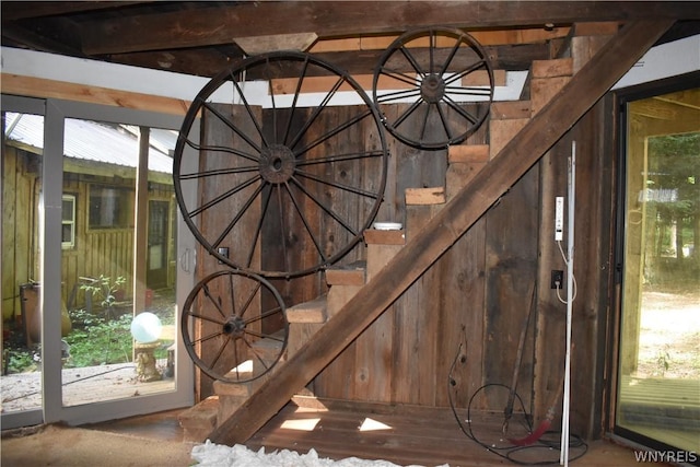 interior space with wood walls