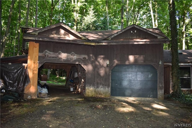 garage with a carport