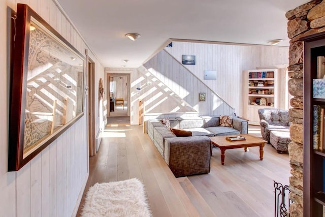 living room with light hardwood / wood-style flooring