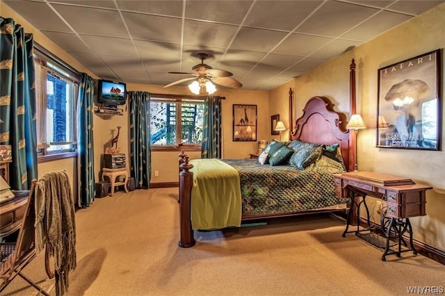 1567 Lake Rd, Porter, NY 14174 - bedroom featuring carpet flooring, ceiling fan, and a paneled ceiling