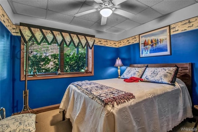 1567 Lake Rd, Porter, NY 14174 - bedroom with ceiling fan and a paneled ceiling