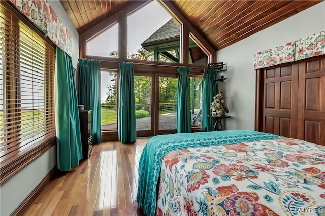 1567 Lake Rd, Porter, NY 14174 - bedroom featuring wooden ceiling, wood finished floors, and access to outside