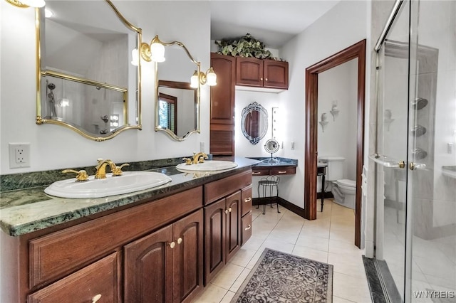 1567 Lake Rd, Porter, NY 14174 - full bath featuring a shower stall, double vanity, and tile patterned flooring