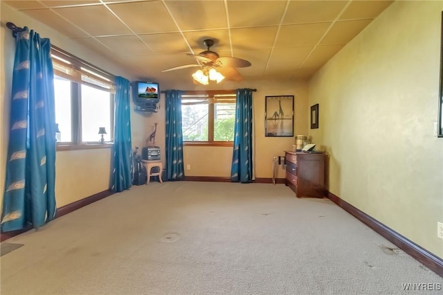 1567 Lake Rd, Porter, NY 14174 - carpeted empty room featuring a paneled ceiling and a ceiling fan