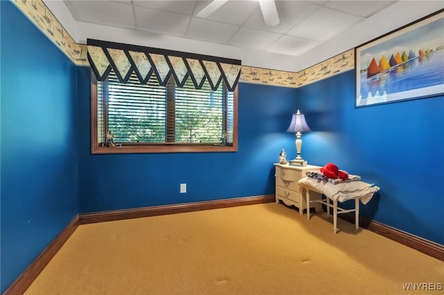 1567 Lake Rd, Porter, NY 14174 - office with carpet, a drop ceiling, and a ceiling fan