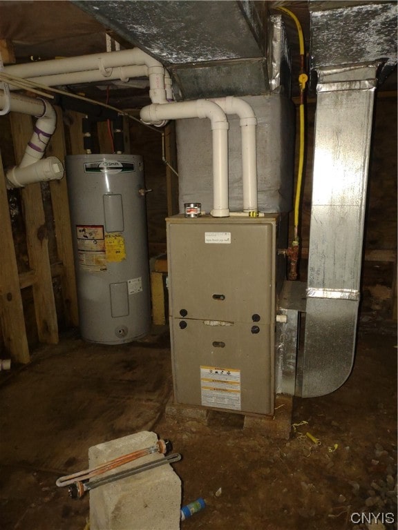 utility room with electric water heater