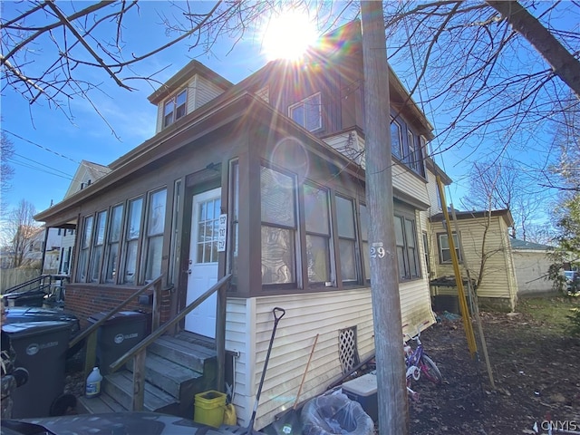 view of home's exterior featuring entry steps