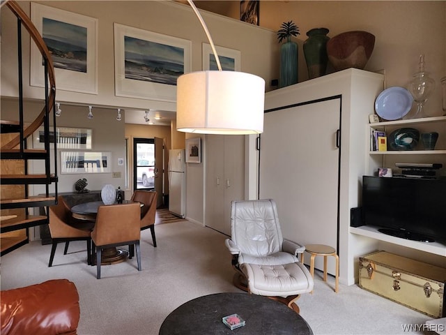 view of carpeted dining room