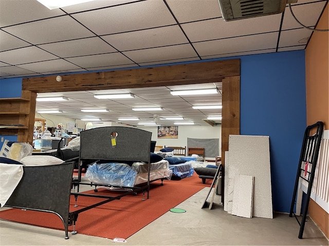 bedroom with a drop ceiling