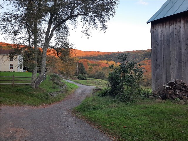 view of road featuring a mountain view