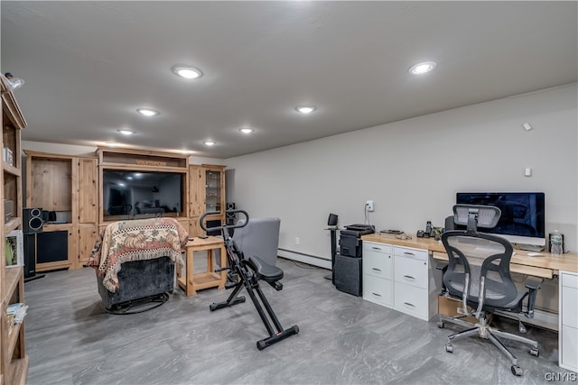 office area featuring baseboard heating