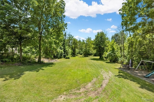 view of yard featuring a playground