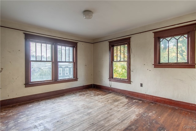 spare room with plenty of natural light and hardwood / wood-style floors