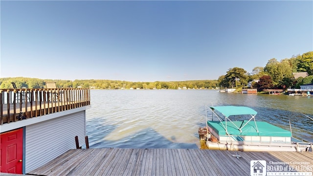 view of dock featuring a water view