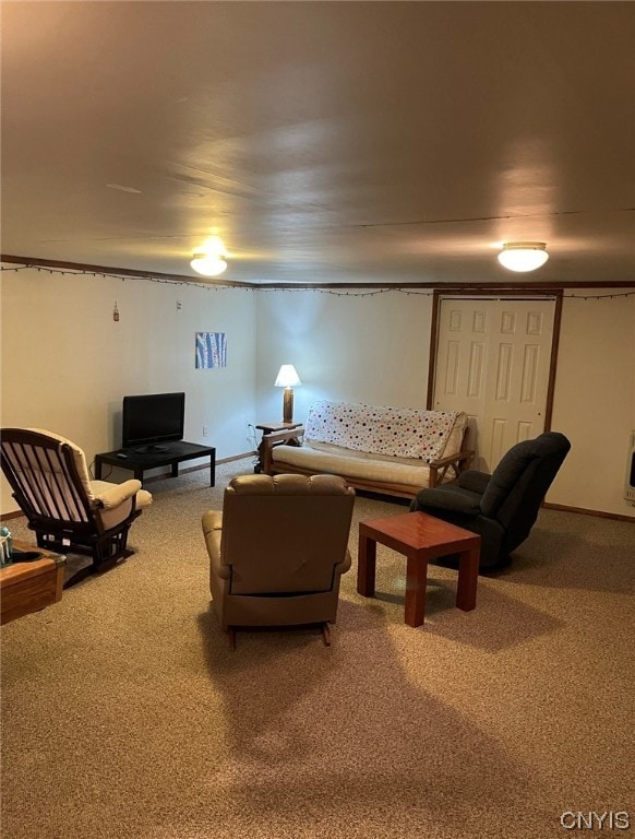 living room featuring carpet flooring