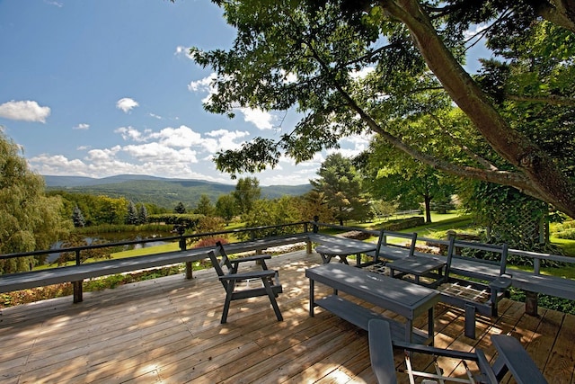 deck featuring a mountain view