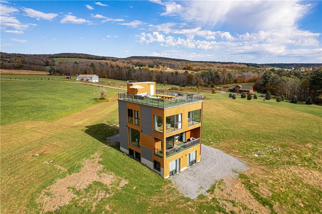 bird's eye view with a rural view