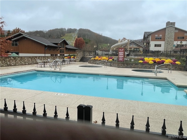 view of swimming pool featuring a patio