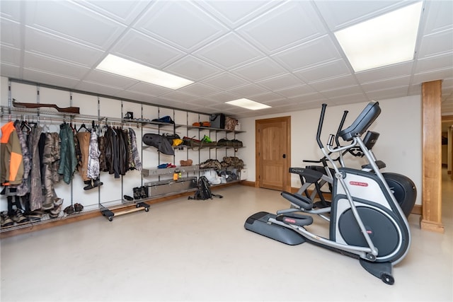 exercise area featuring concrete floors