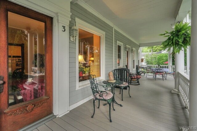 deck featuring a porch