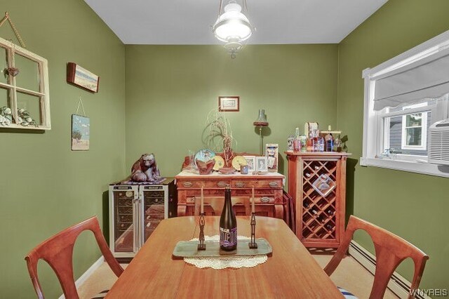 dining area featuring beverage cooler