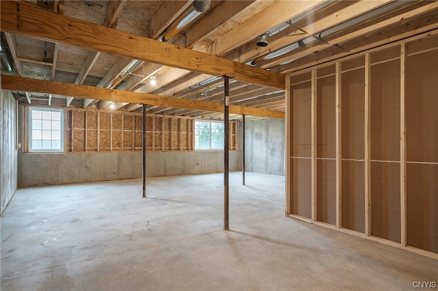 basement featuring plenty of natural light