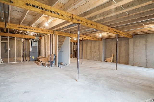 basement with heating unit