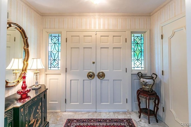 foyer entrance with ornamental molding