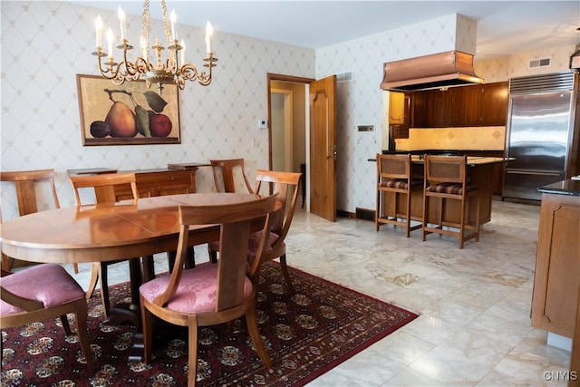 dining room with an inviting chandelier