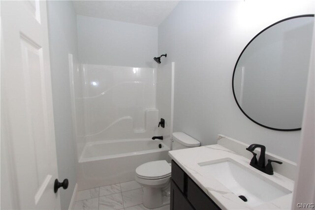 LOT214 Tall Tree Ln, Lysander, NY 13027 - bathroom with shower / tub combination, marble finish floor, vanity, and toilet