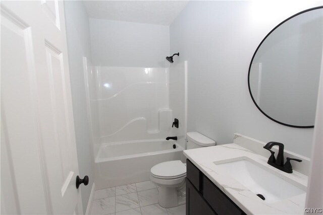 LOT214 Tall Tree Ln, Lysander, NY 13027 - bathroom featuring marble finish floor, toilet, shower / bathtub combination, and vanity