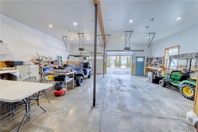 garage with a garage door opener