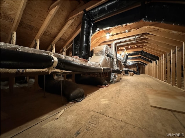 view of unfinished attic