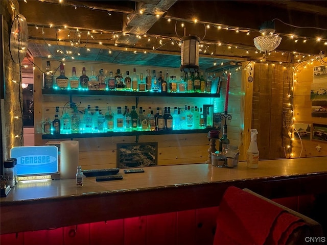 bar with dark stone countertops