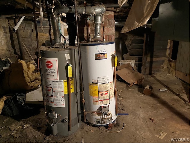 utility room featuring gas water heater