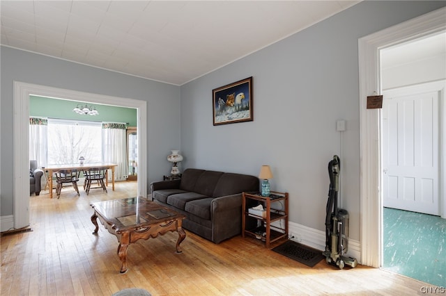 living room featuring light wood-type flooring