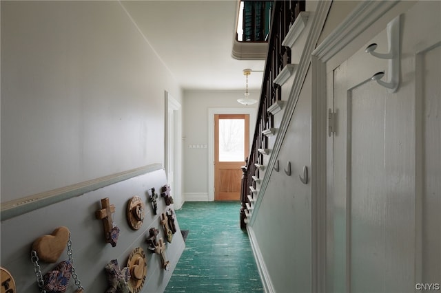 hallway featuring dark hardwood / wood-style flooring