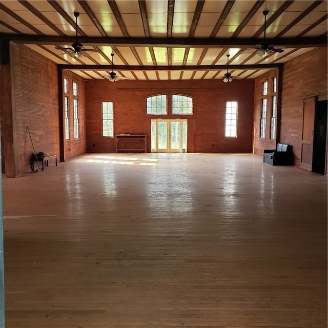 garage with ceiling fan